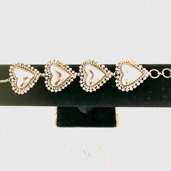 Silver Puffed Hearts Bracelet - Picture 2 of 6